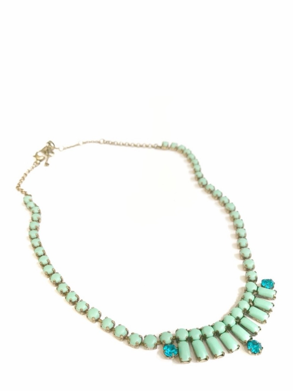 Fossil Turquoise Statement Necklace Gold Tone | Boho Southwestern Bib Necklace
